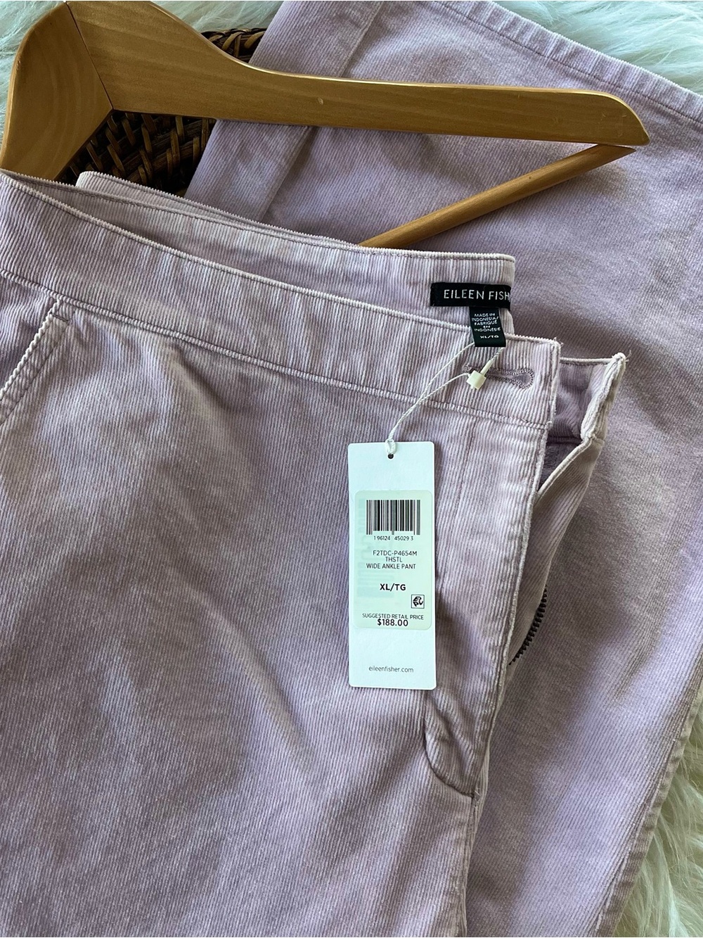 Eileen Fisher Lavender Corduroy Wide-Ankle Pants